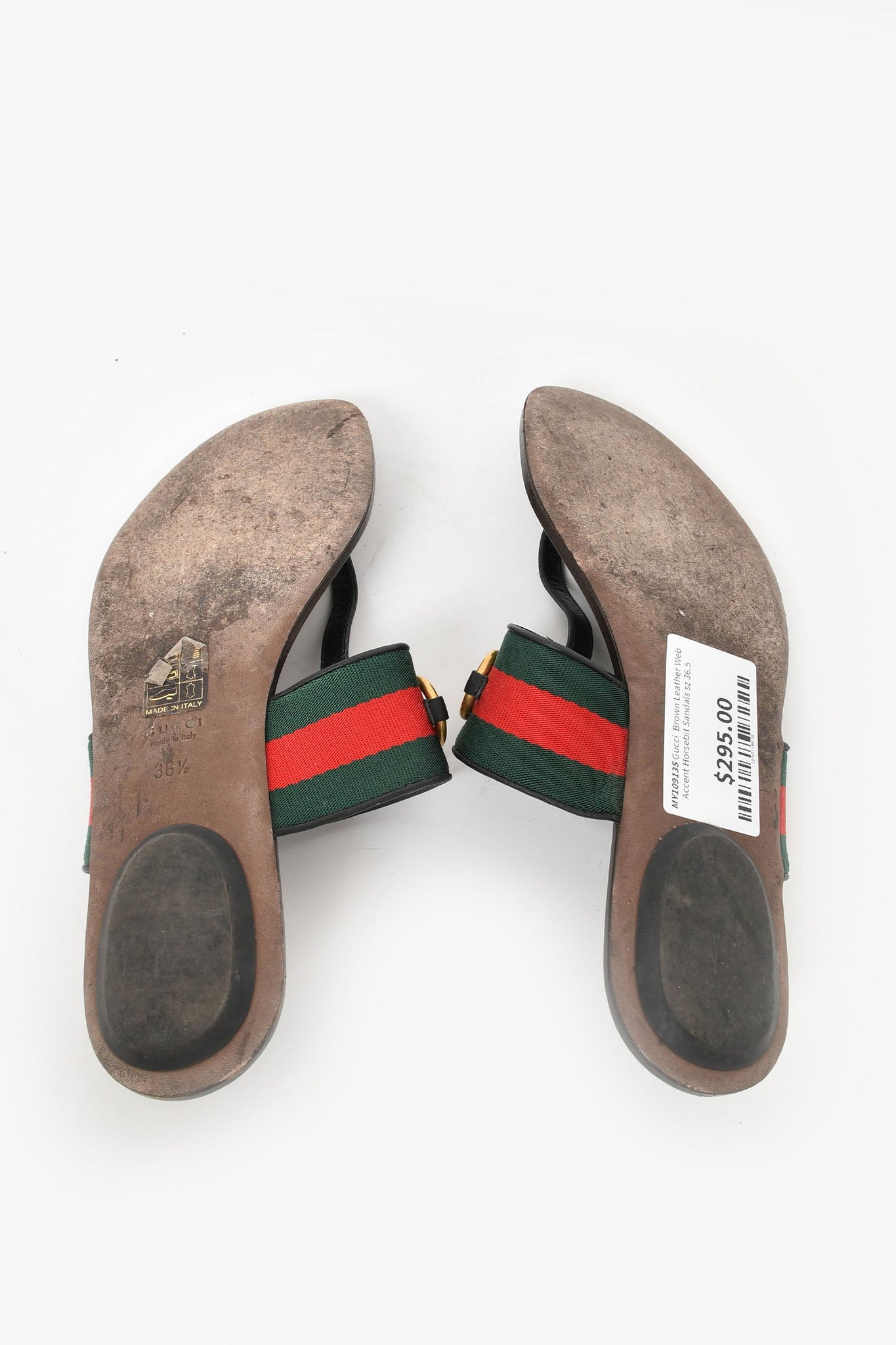 Leather and web sandal on sale gucci