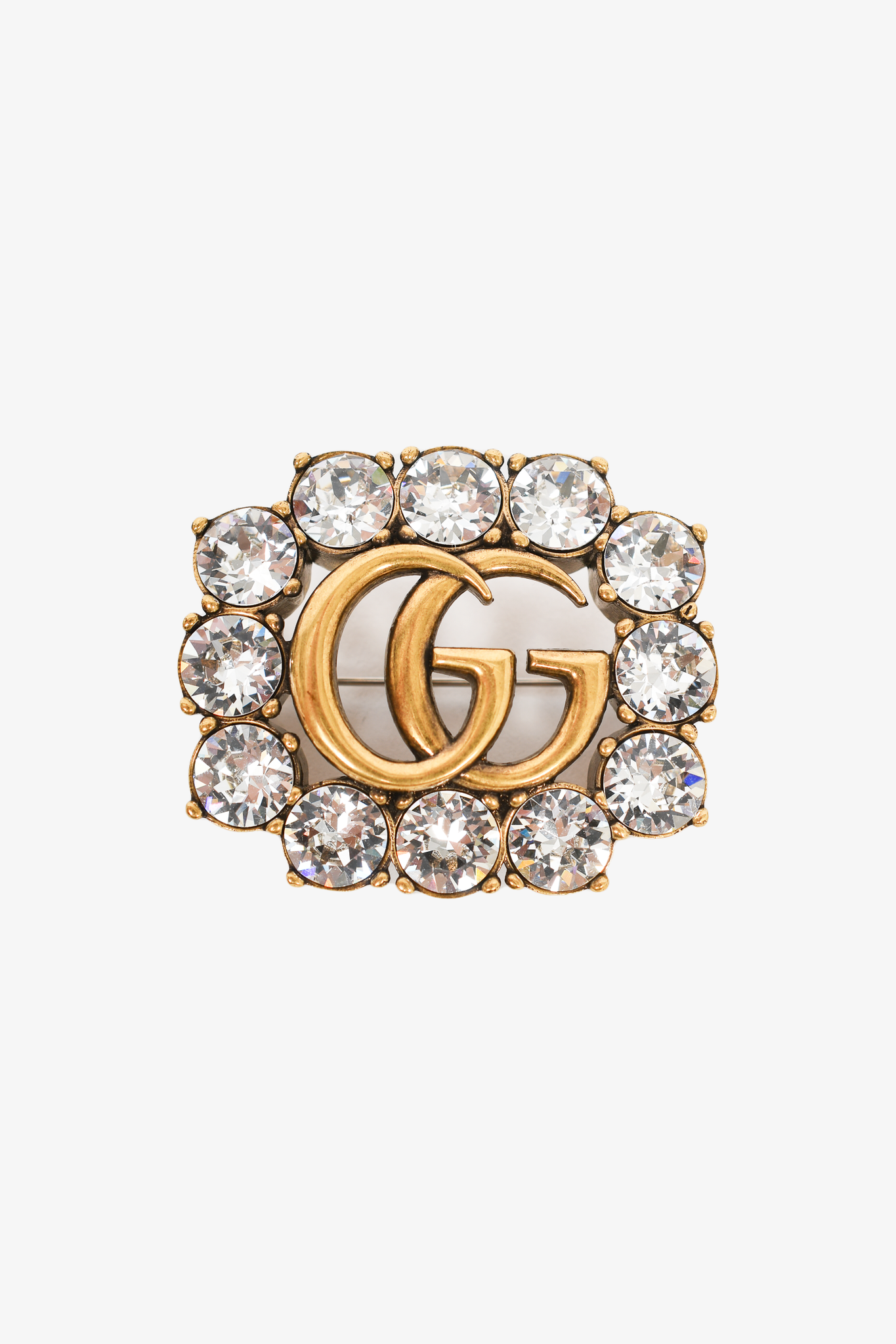 Gucci Crystal Double G Gold Toned Brooch – Mine & Yours