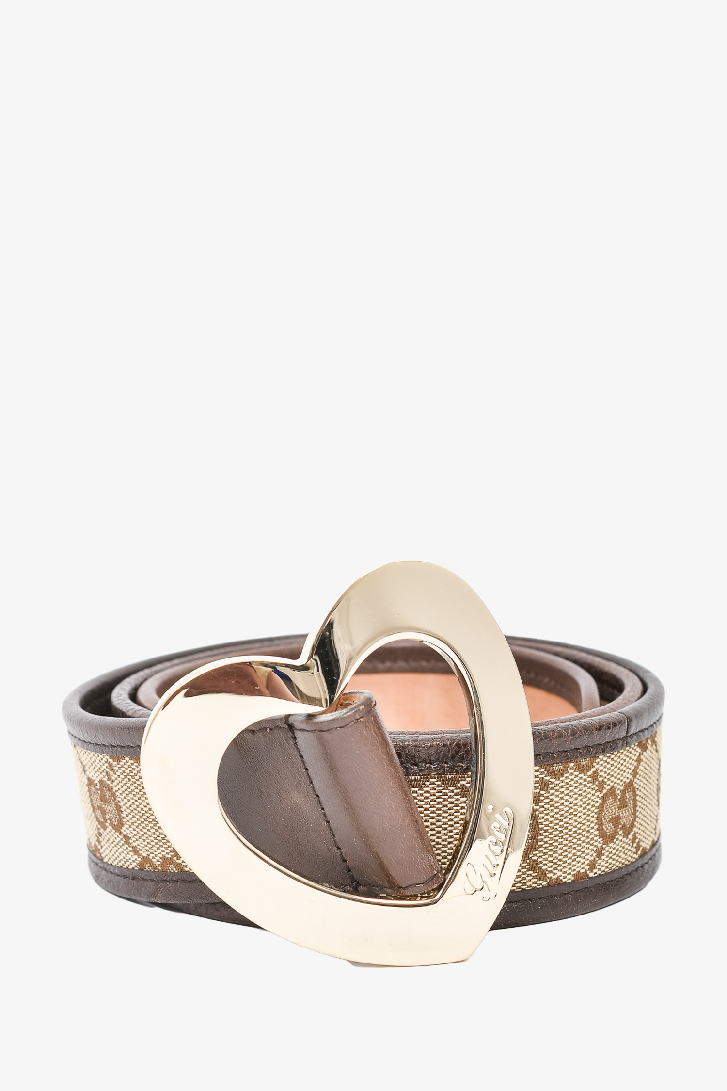 Gucci Heart Shaped Interlocking G Buckle Belt GG Supreme 1.5 Width