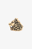 Gucci Gold Toned Lion Head Ring Size 19