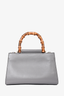 Gucci Grey Leather Small Nymphaea Bamboo Top Handle Bag