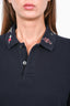 Gucci Navy Blue Polo Top with Misc Patch Collar Size XL Mens