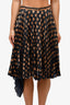 Gucci Navy/Gold Metallic Heart Pattern Pleated Skirt Size 40