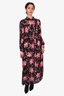 Gucci Pink/Black Sheer Floral Belted Maxi Dress Size 40