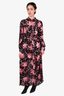 Gucci Pink/Black Sheer Floral Belted Maxi Dress Size 40