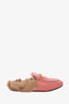 Gucci Pink Leather Fur Princeton Slip-On Loafers Size 38