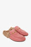 Gucci Pink Leather Fur Princeton Slip-On Loafers Size 38