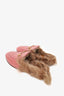 Gucci Pink Leather Fur Princeton Slip-On Loafers Size 38