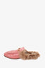 Gucci Pink Leather Fur Princeton Slip-On Loafers Size 38