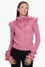 Gucci Pink Wool Eyelet Ruffle Turtleneck Sweater Size 27