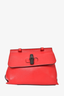 Gucci Red Grained Leather Bamboo Turnlock 'Daily' Top Handle Bag With Strap