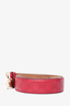 Gucci Red Leather Guccisima Heart Buckle Belt Size 85