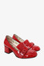 Gucci Red Patent Marmont Fringed Pumps Size 35