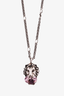 Gucci Silver Toned Crystal Lion Head Pendant Necklace