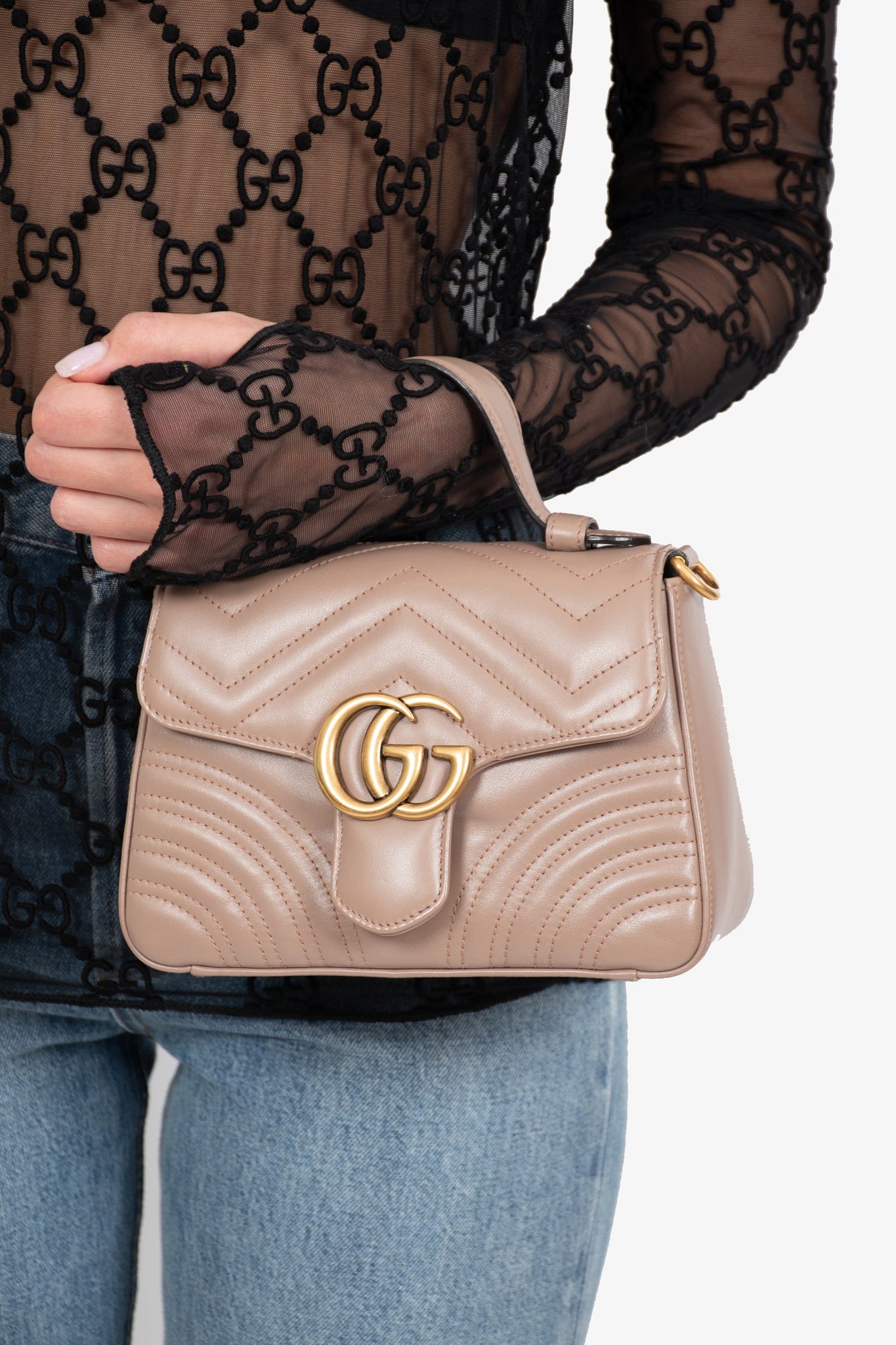 Gucci Taupe Leather Marmont Mini Top Handle – Mine & Yours