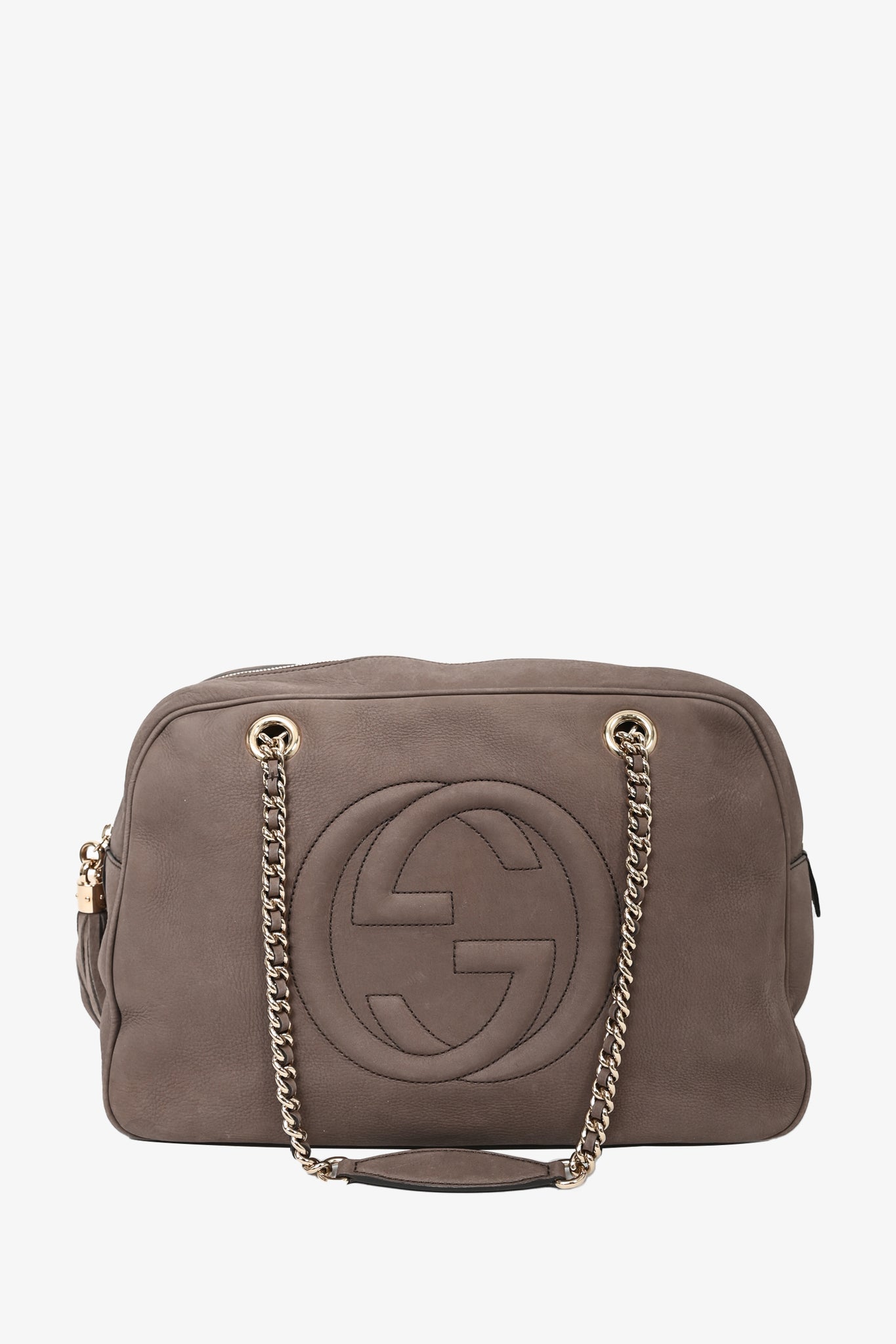 Gucci Taupe Suede Soho Medium Chain Shoulder Bag Mine Yours