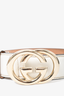 Gucci White Leather Marmont GG Belt Size 90