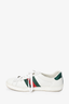 Gucci White Leather Web Ace Snake Embroidered Sneakers sz 7.5 Mens