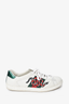 Gucci White Leather Web Ace Snake Embroidered Sneakers sz 7.5 Mens