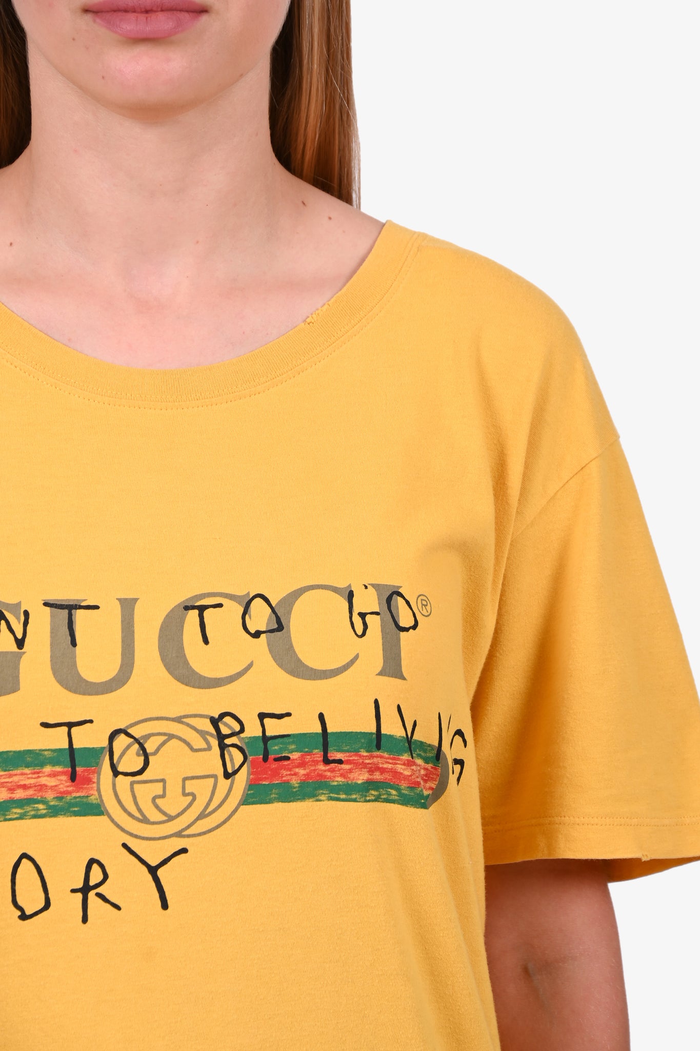 Gucci Yellow Logo Graphic S/S T-Shirt sz M – Mine & Yours