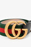 Gucci Red/Green Web Canvas GG Marmont Belt w/ Brown Leather sz 85/34