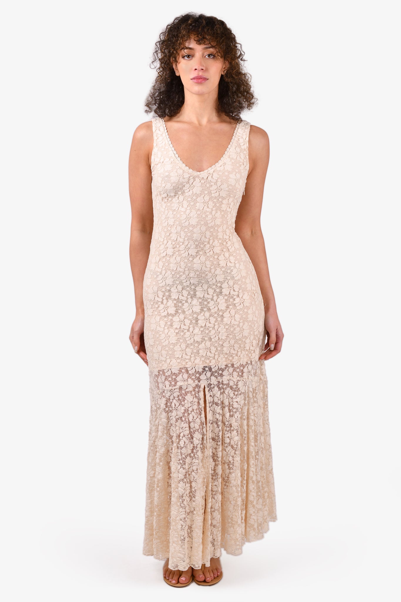 Cream lace maxi store