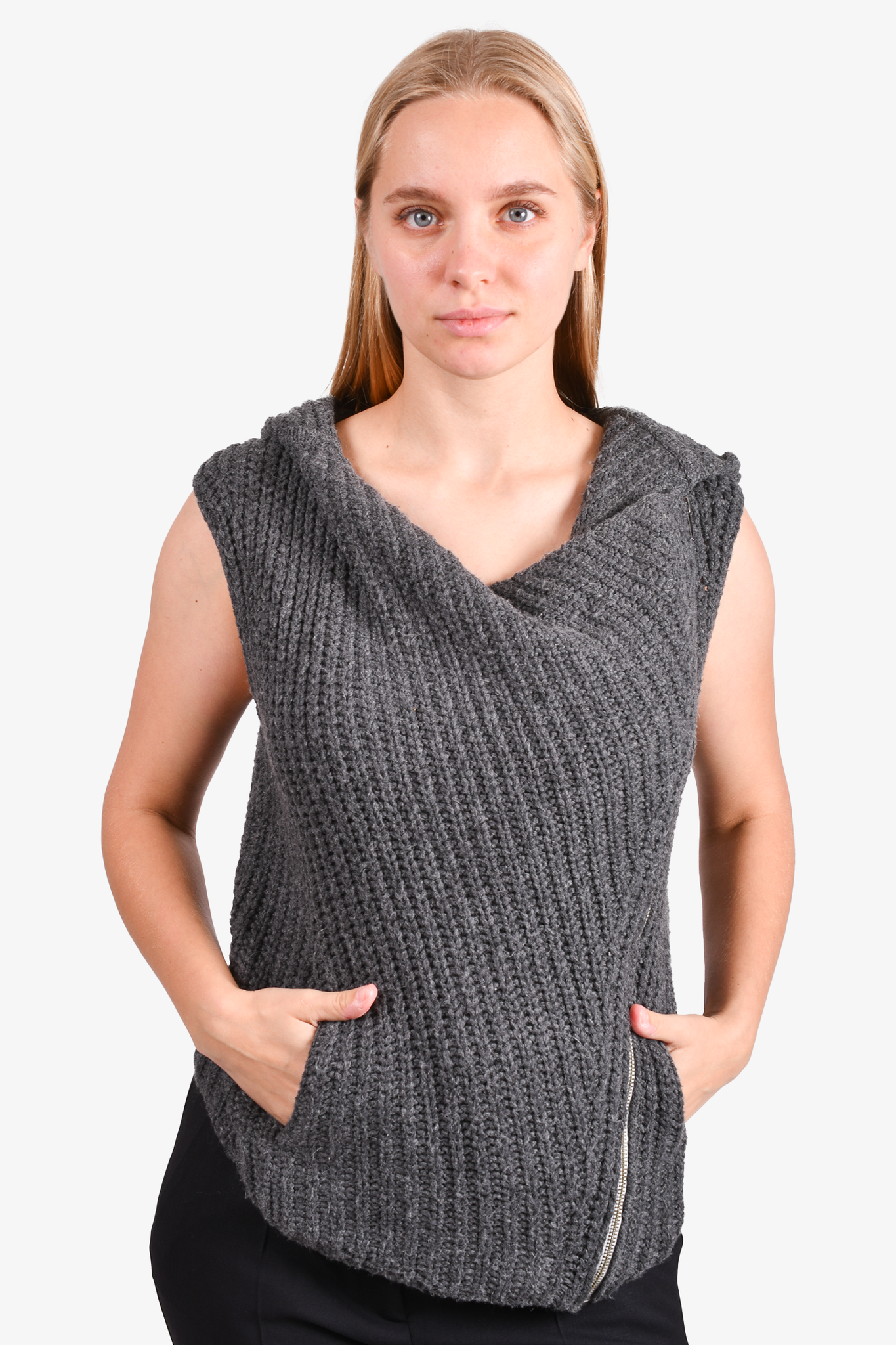 Helmut Lang Grey Zip Detailed Knit Vest Jacket Size S – Mine & Yours