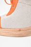 Hermès Beige/Orange Canvas Booties Slingback Heels Size 36