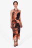 ITMFL Orange/Black Marble Halter Dress Size S