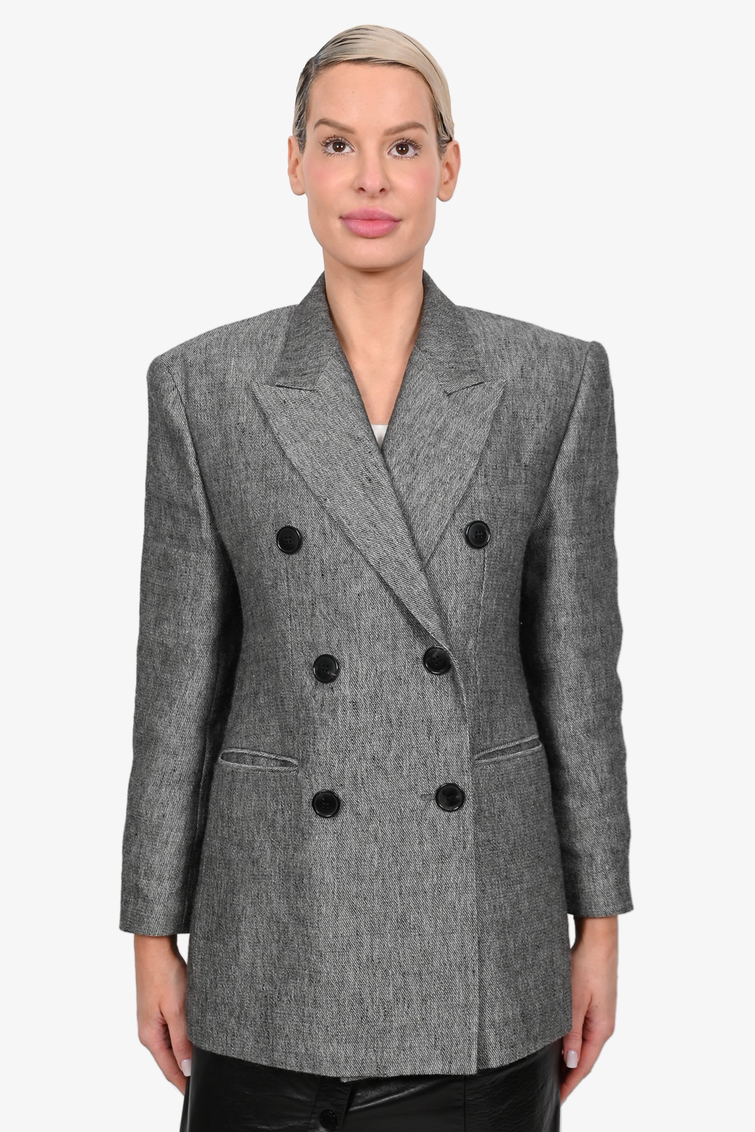 Isabel Marant Grey Wool Blend Double Breasted Blazer Jacket sz 36 Mine Yours