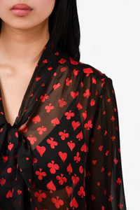 Jean Paul Gaultier Black/Red Silk Patterned Blouse Est. Size S – Mine &  Yours