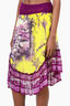 Jean Paul Gaultier Soleil Vintage Purple/Yellow Printed Mesh Ruffle Midi Skirt Size XS