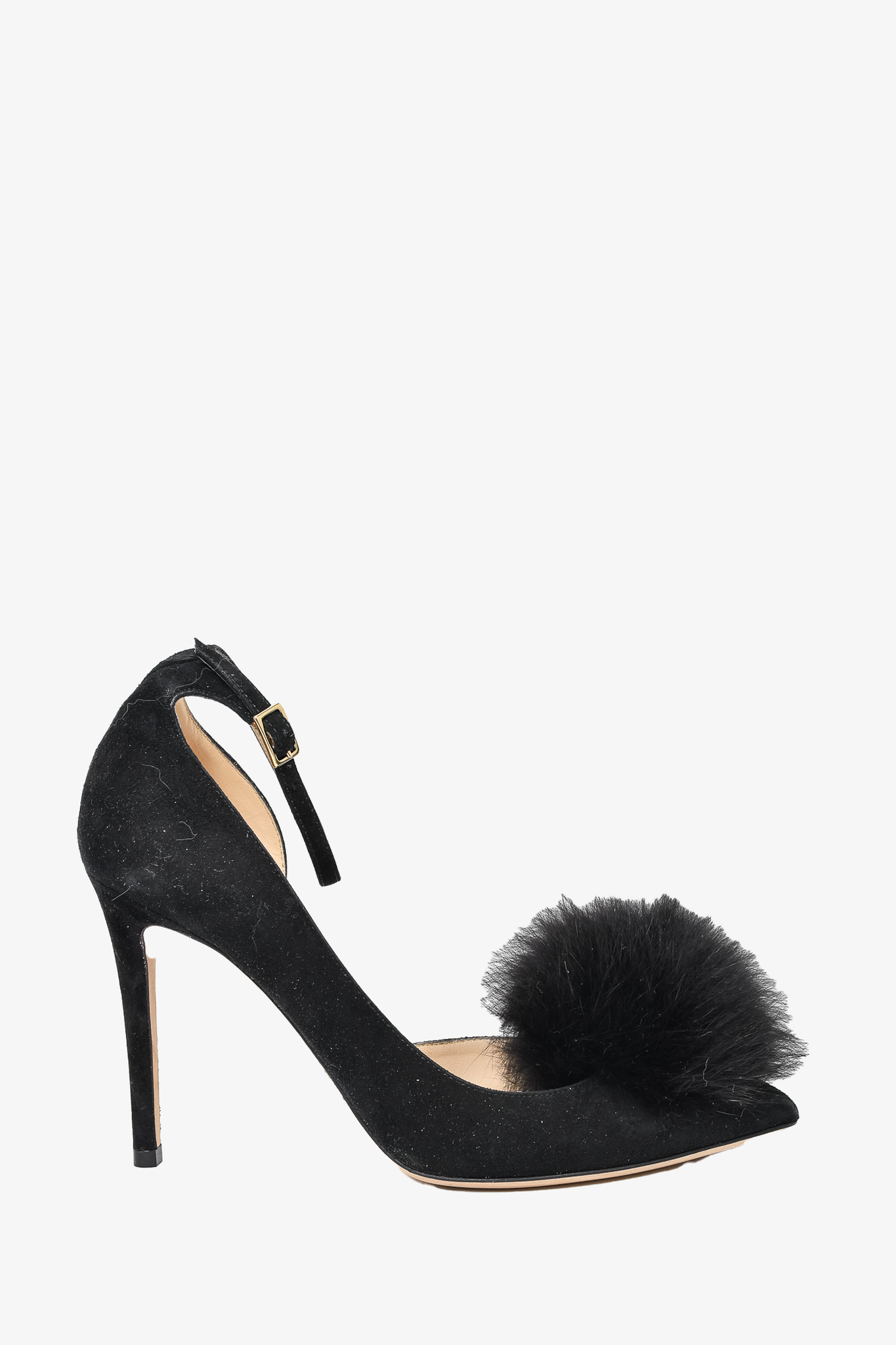 Black pom pom clearance heels