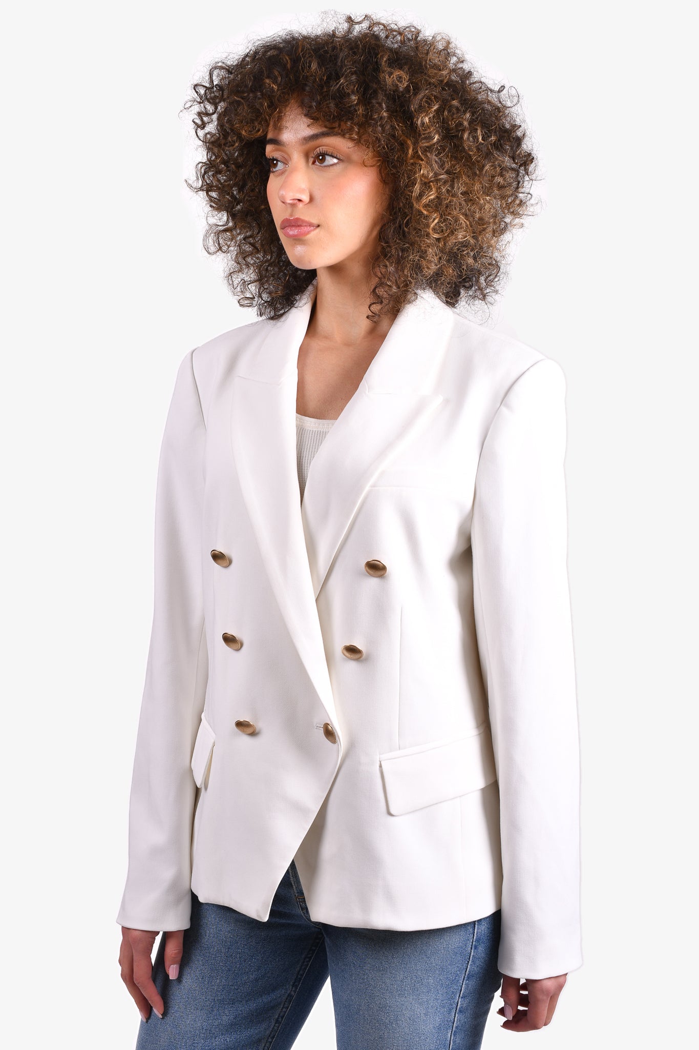 L Agence Cream Blazer with Gold Buttons Size 10