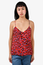 L'Agence Red Silk Animal Print Sleeveless Top Size XS