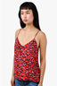 L'Agence Red Silk Animal Print Sleeveless Top Size XS