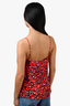 L'Agence Red Silk Animal Print Sleeveless Top Size XS