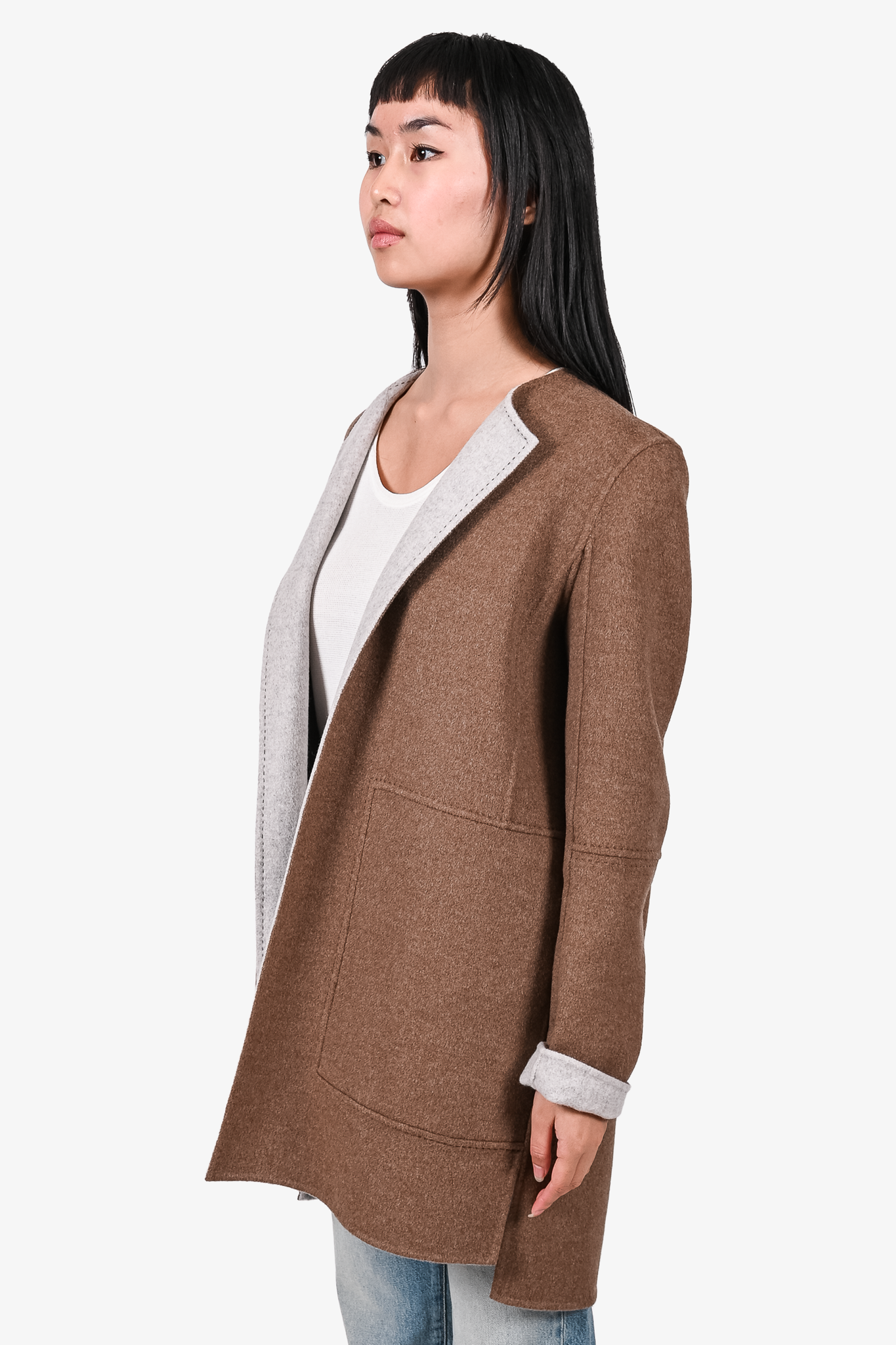 Lafayette 148 Brown/Grey Reversible Wool Blend Coat sz 4 w/ Tags
