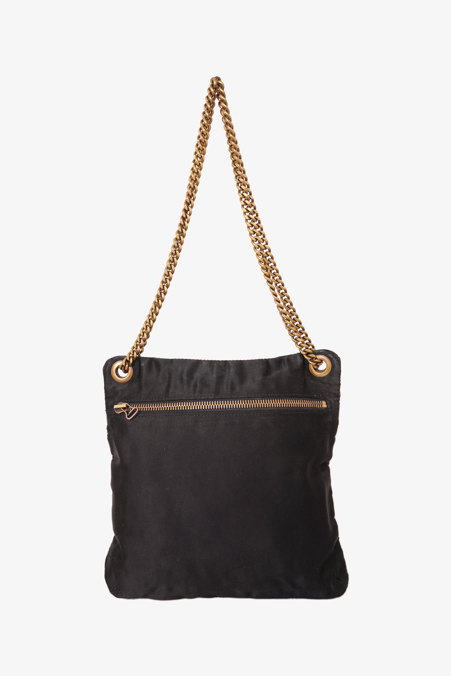 Black suede bag with gold chain hot sale