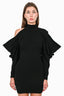 Louis Vuitton 2020 Black Wool Cold Shoulder Puff Sleeve Mini Dress Size XXS