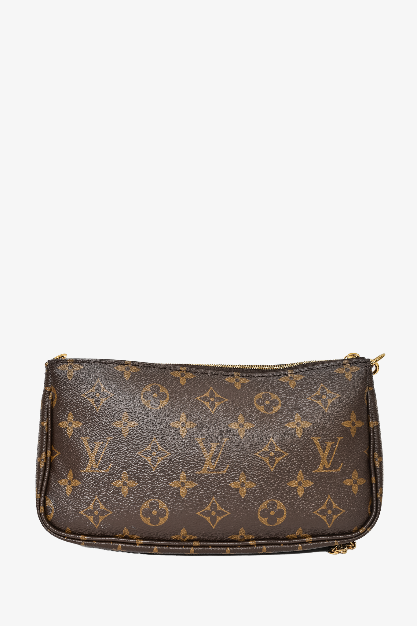 Louis Vuitton 2020 Brown Leather Monogram Multi Pouch Pochette Crossbody w/  Green Strap