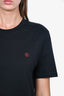 Louis Vuitton Black Cotton T-Shirt with Small Red Embroidered Logo Size L Mens