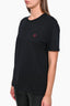 Louis Vuitton Black Cotton T-Shirt with Small Red Embroidered Logo Size L Mens