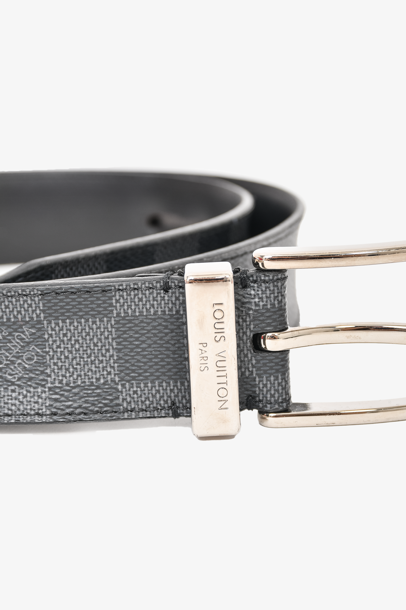 Louis Vuitton Damier Graphite Belt w/ Silver Buckle sz 100/40 – Mine & Yours