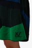 Louis Vuitton Navy/Green Wool/Cashmere Knitted Dress Size M