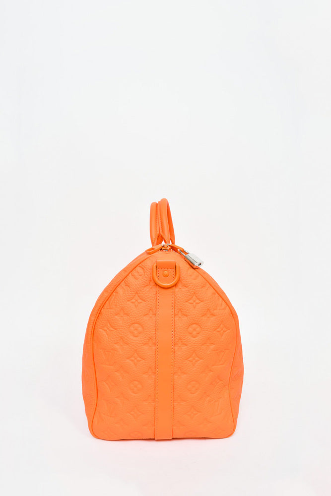 Louis Vuitton Orange Taurillon Monogram Leather Keepall 50 – Savonches