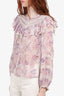 LoveShackFancy Purple/White Silk Lace Ruffle Sheer Top Size M