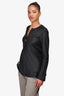 Jil Sander Black Ramie V-Neck Top Est. Size S