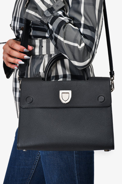 Christian Dior Black Grained Leather Medium Diorever Top Handle Bag Mine Yours