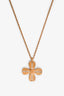 Pre-Loved Chanel™ 01C Gold Tone Cocomark Rhinestone Clover Pendant Necklace